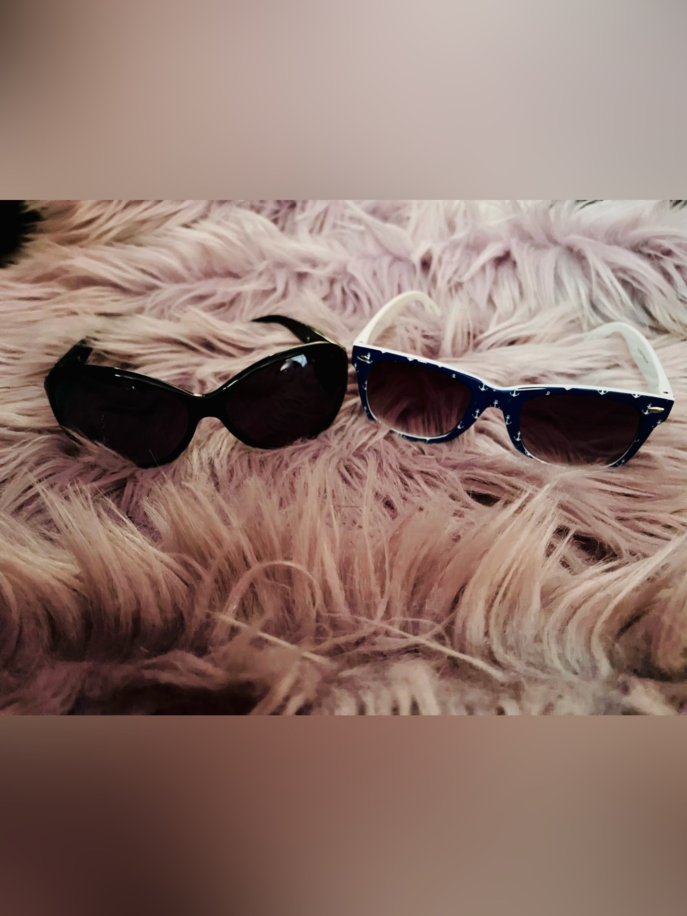 Women’s Black Cat-Eye Sunglasses & Blue Anchor Cat-Eye Sunglasses - Set